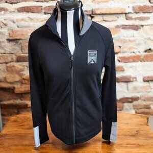 Oiselle Women's Power On Full-Zip Jacket - Black with Gray Reflective Highlights